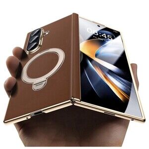 Galaxy Z Fold 7 Case Luxury Leather with Screen Protector, Kickstand & Ring Hold